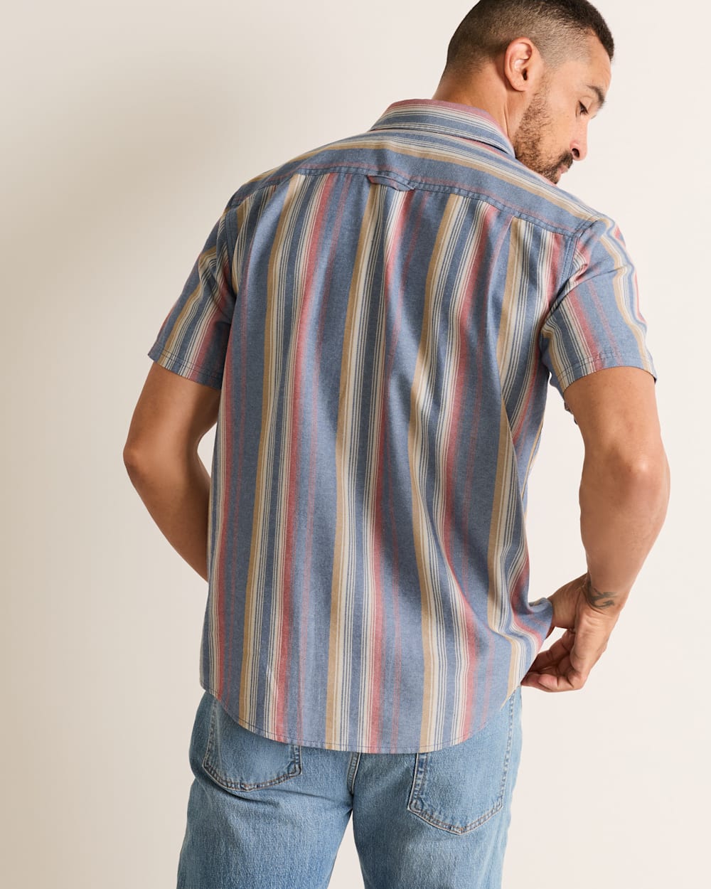 ALTERNATE VIEW OF MEN'S SHORT-SLEEVE STRIPE BAYSIDE SHIRT IN BLUE MULTI image number 2