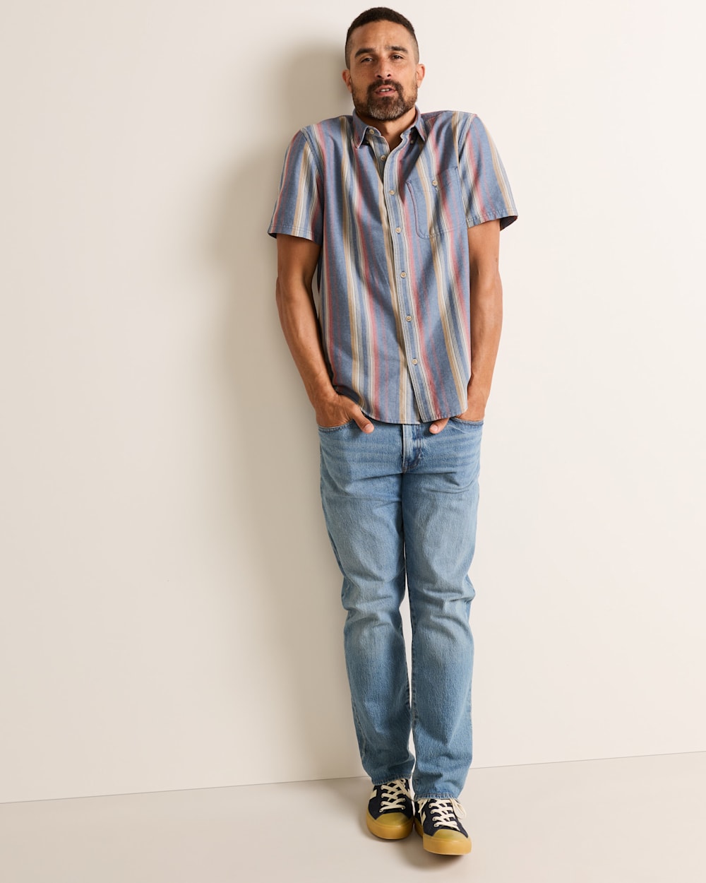 ALTERNATE VIEW OF MEN'S SHORT-SLEEVE STRIPE BAYSIDE SHIRT IN BLUE MULTI image number 6