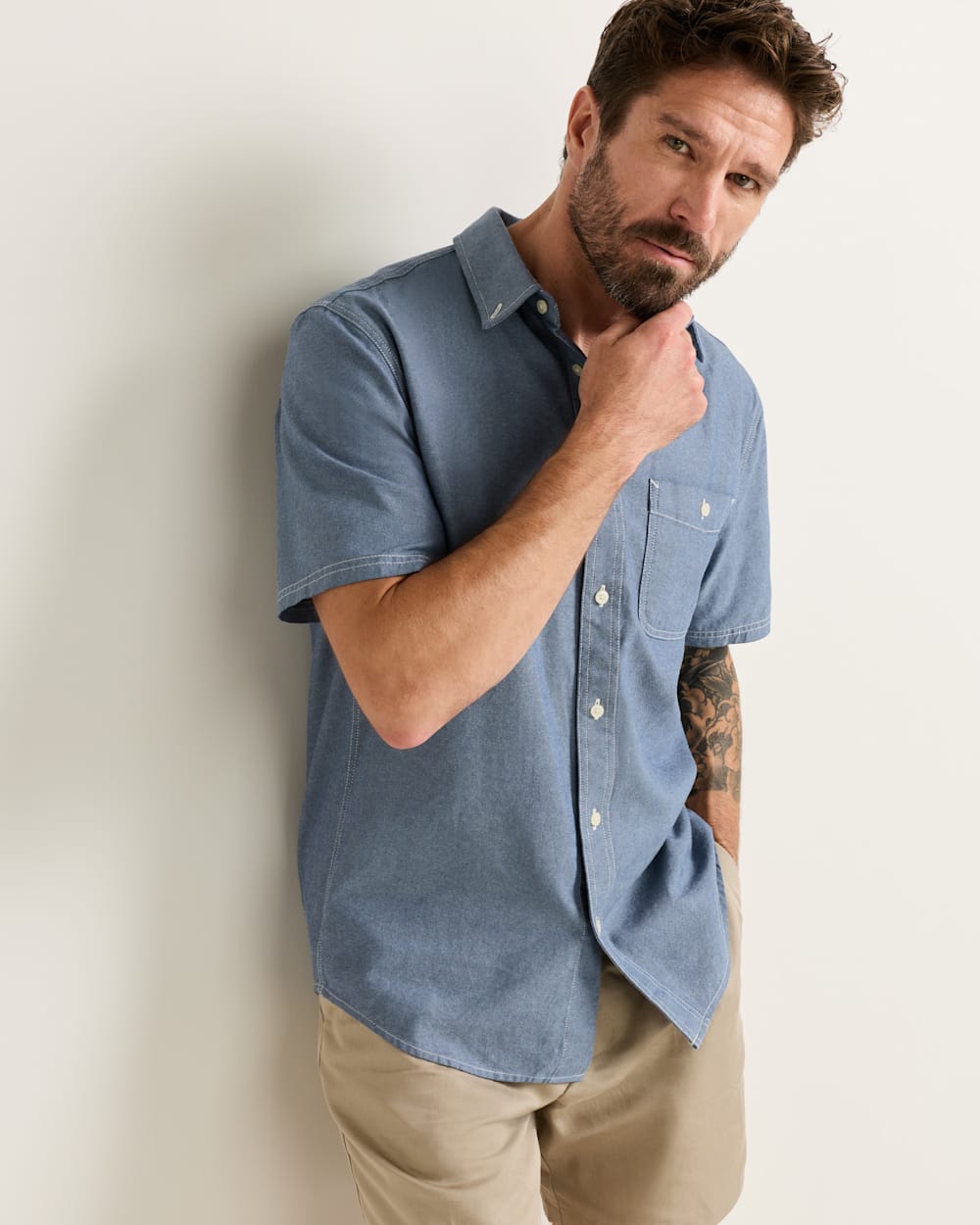 MEN'S SHORT-SLEEVE BAYSIDE SHIRT IN BLUE image number 1