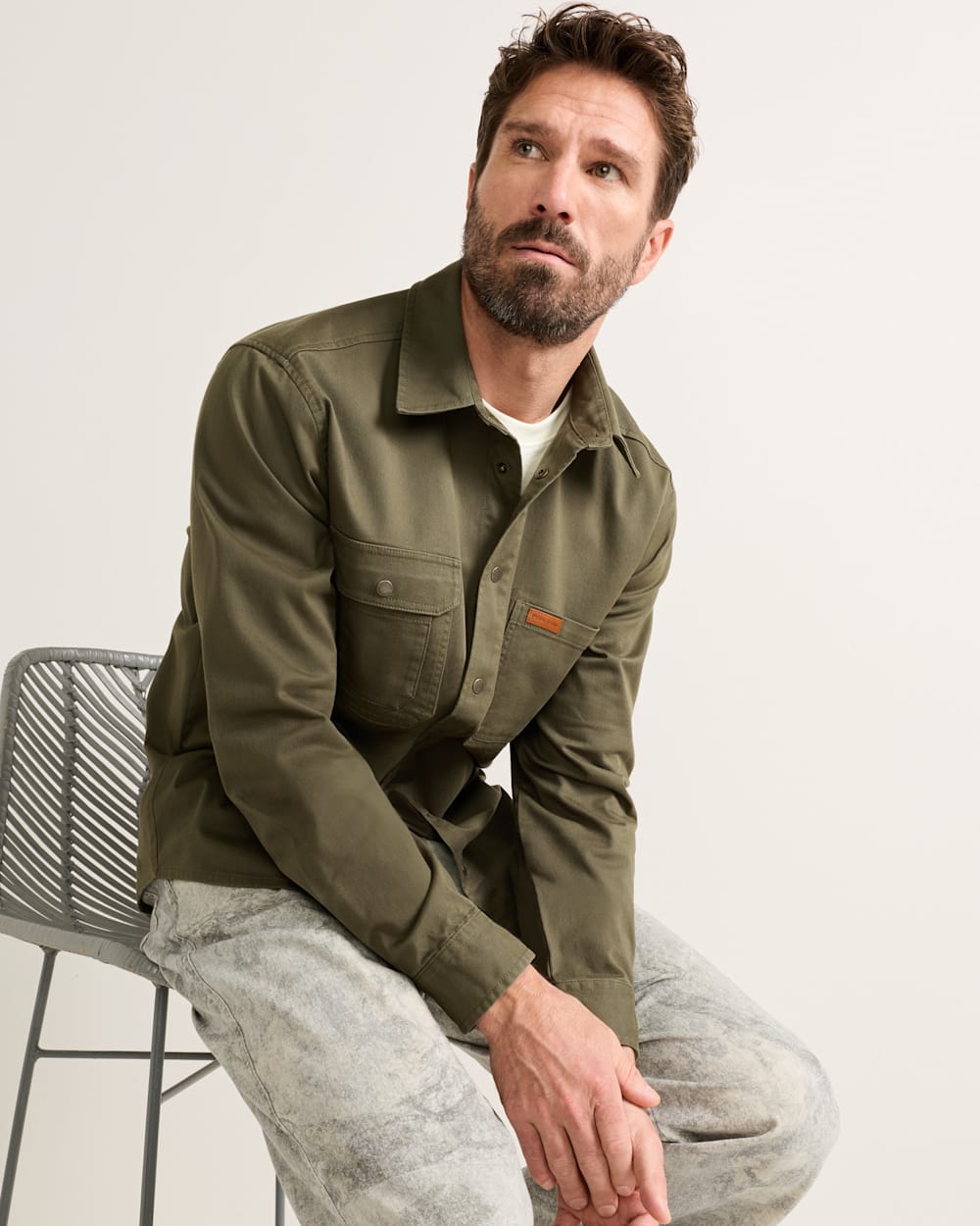 MEN'S TWILL WORK SHIRT IN GREEN/PONDEROSA image number 1