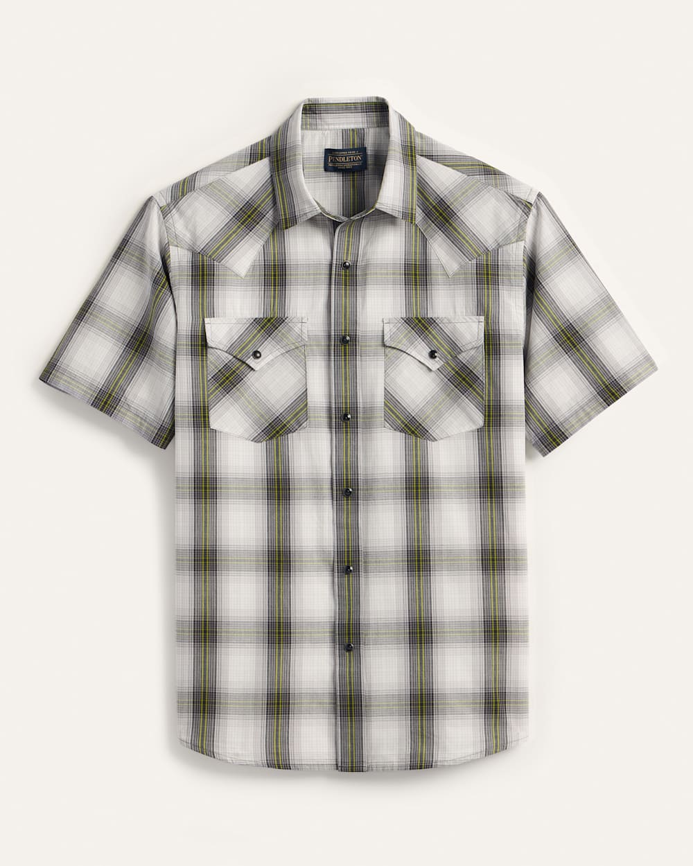MEN'S SHORT-SLEEVE PLAID FRONTIER SHIRT IN WHITE/CHARCOAL image number 1