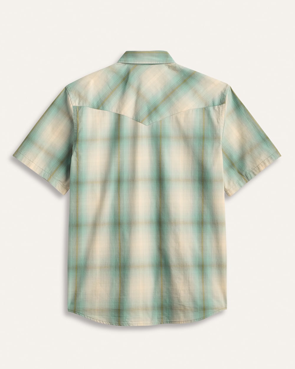 ALTERNATE VIEW OF MEN'S SHORT-SLEEVE PLAID FRONTIER SHIRT IN ECRU/TURQUOISE image number 2