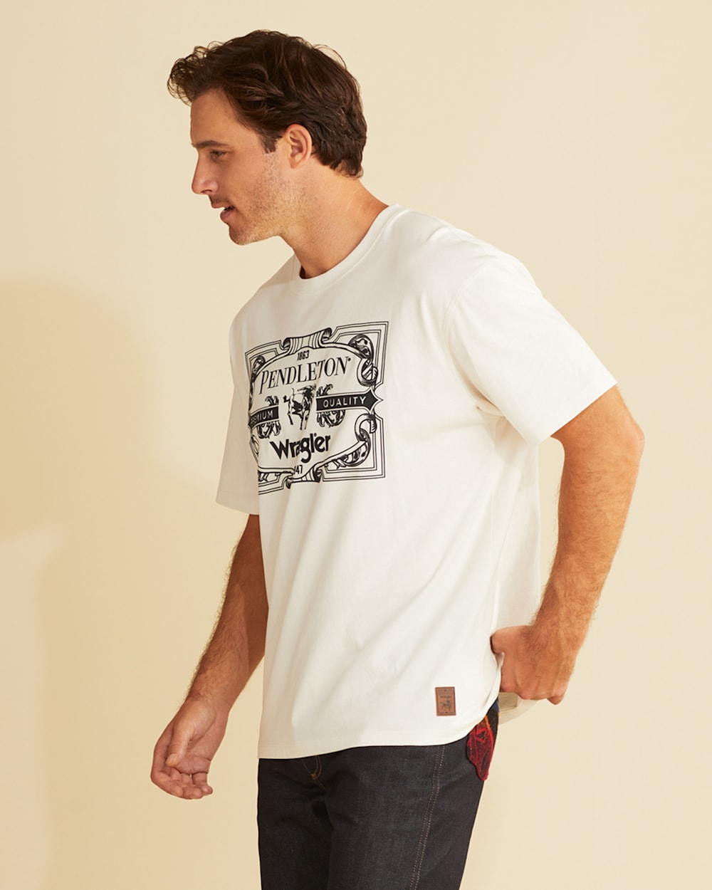 ALTERNATE VIEW OF WRANGLER X PENDLETON MEN'S SHORT-SLEEVE LOGO TEE IN TOFU image number 2