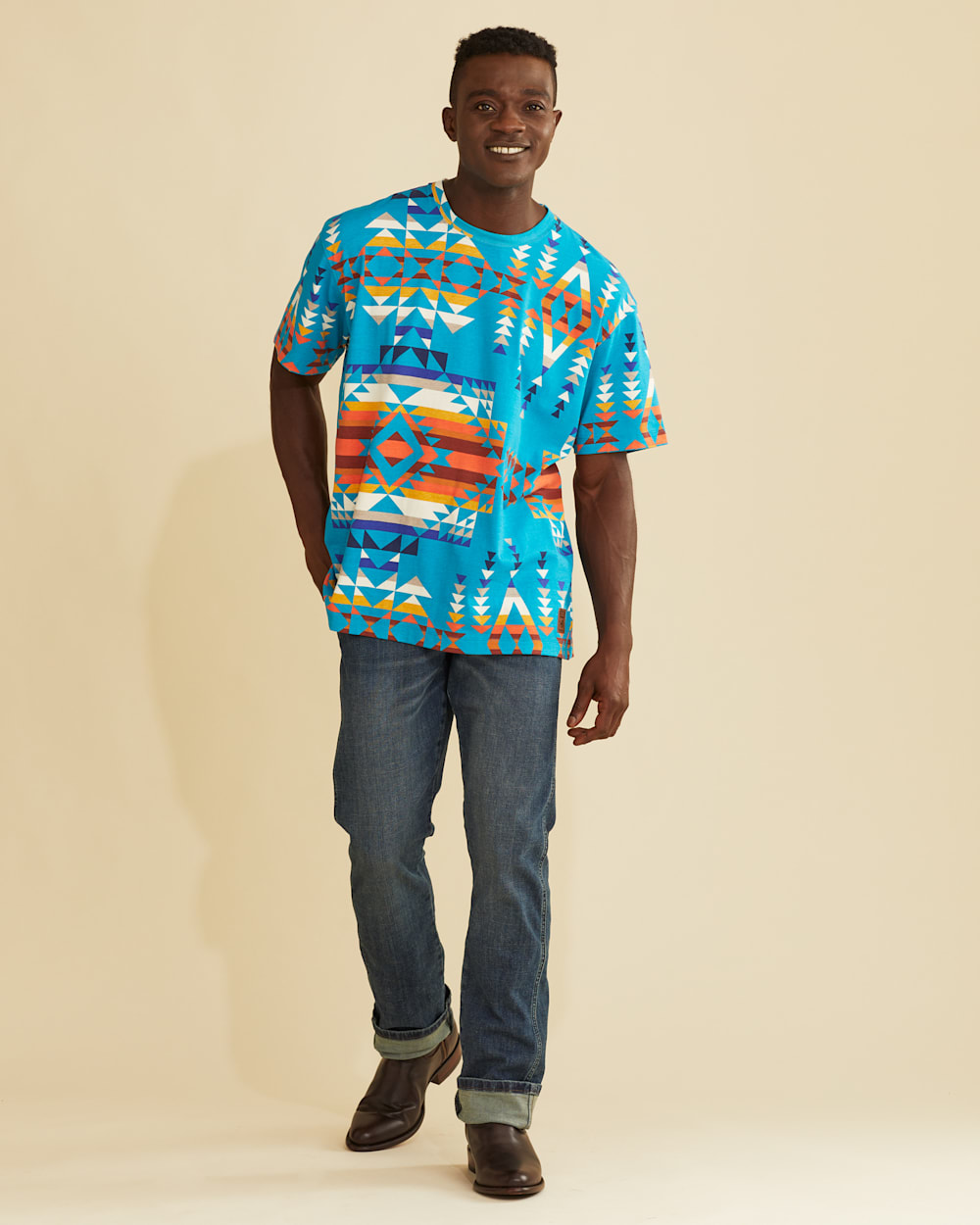 ALTERNATE VIEW OF WRANGLER X PENDLETON MEN'S SHORT-SLEEVE PRINTED TEE IN TURQUOISE MULTI image number 5