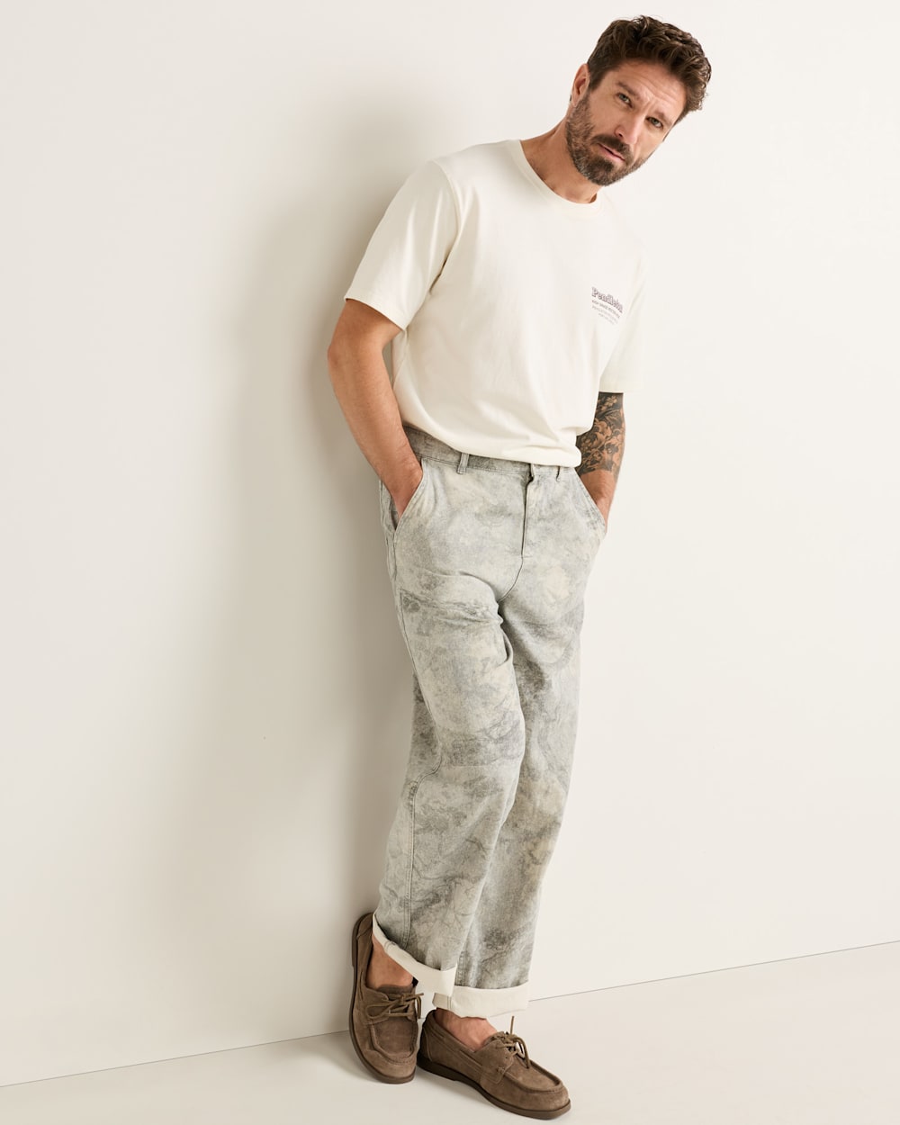 ALTERNATE VIEW OF MEN'S SHORT-SLEEVE DESCHUTES WESTERN GRAPHIC TEE IN WHITE/BROWN image number 6