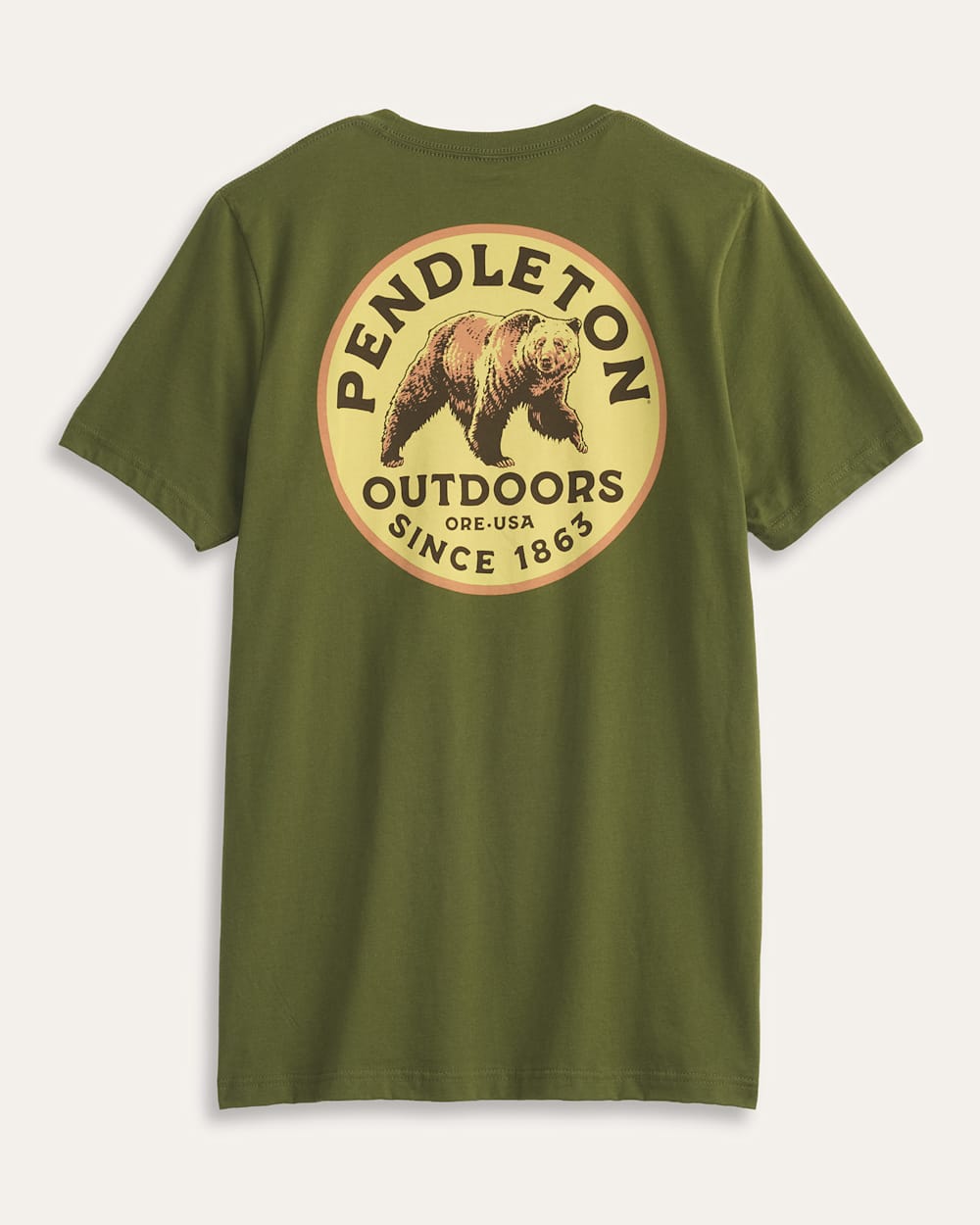 MEN'S SHORT-SLEEVE BEAR GRAPHIC TEE IN MILITARY GREEN/TAN image number 1