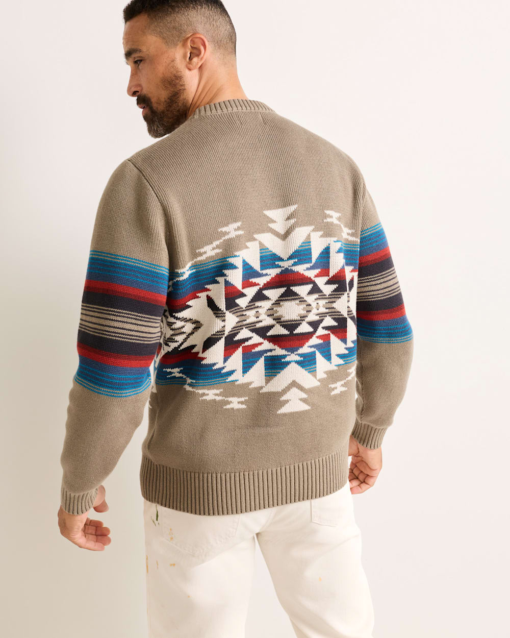 ALTERNATE VIEW OF MEN'S BRIDGE CREEK COTTON SWEATER IN STONE image number 2