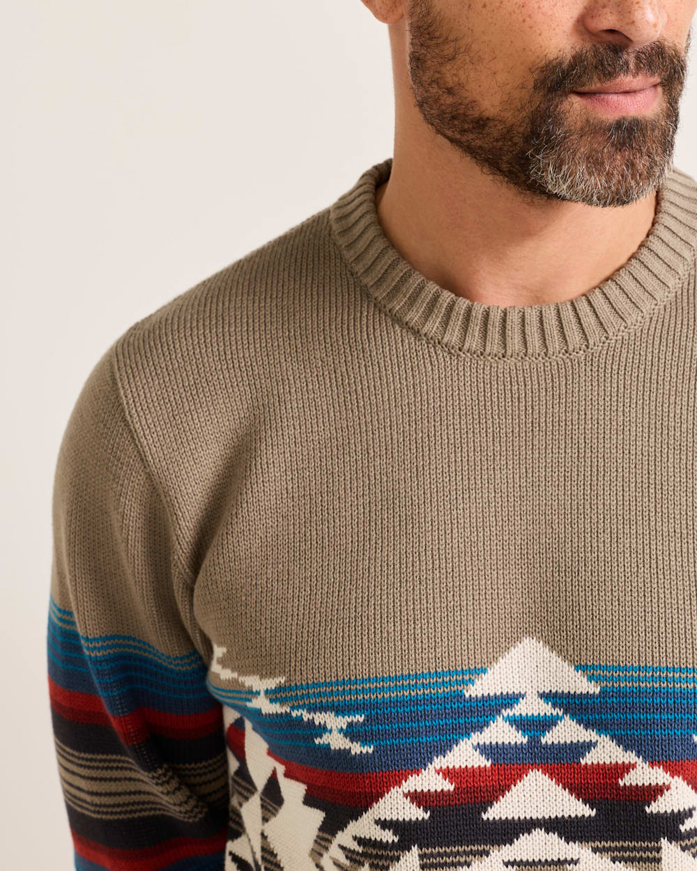 ALTERNATE VIEW OF MEN'S BRIDGE CREEK COTTON SWEATER IN STONE image number 4
