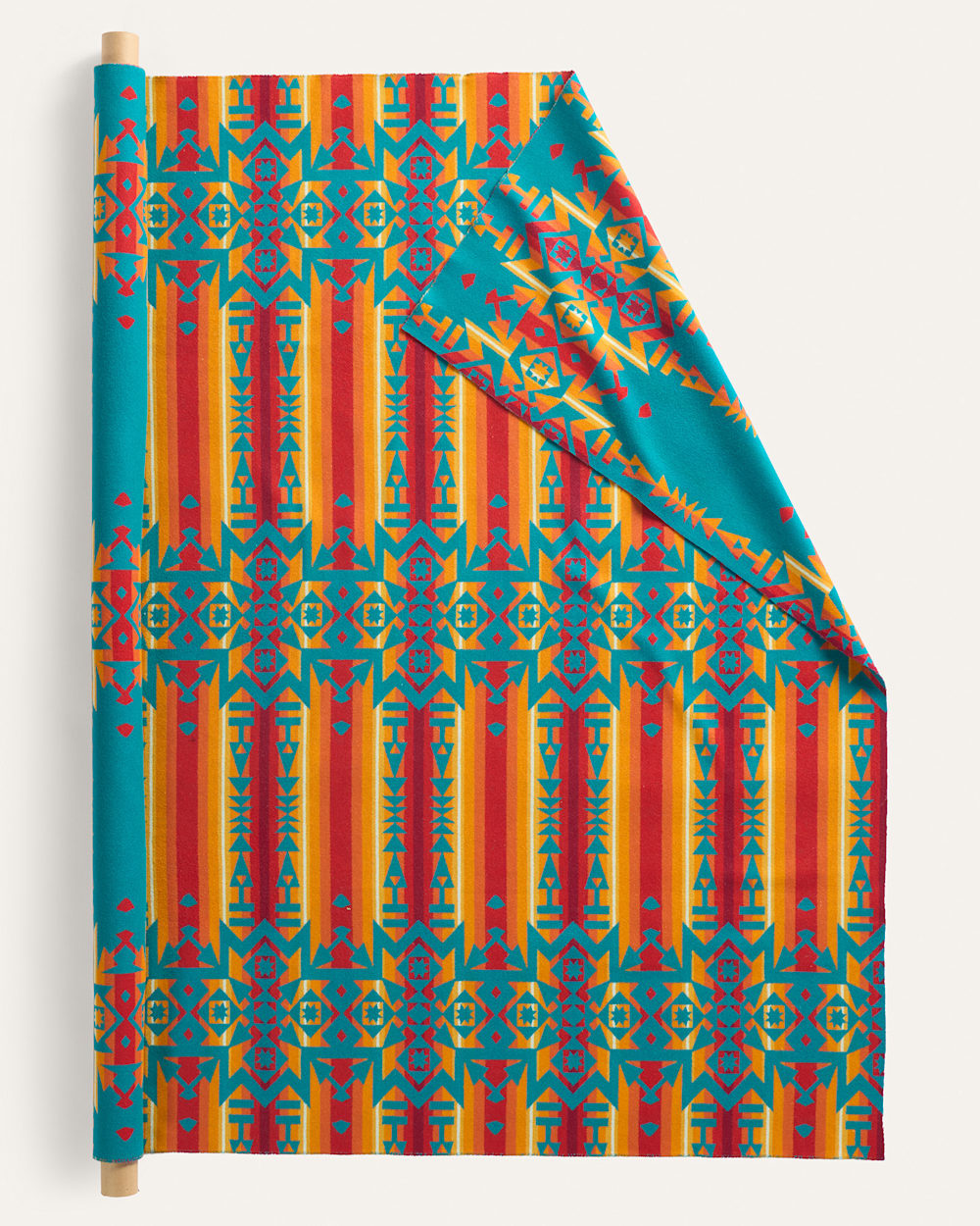 ALTERNATE VIEW OF CONDENSED HEAVYWEIGHT JACQUARD FABRIC IN TURQUOISE/RED image number 2