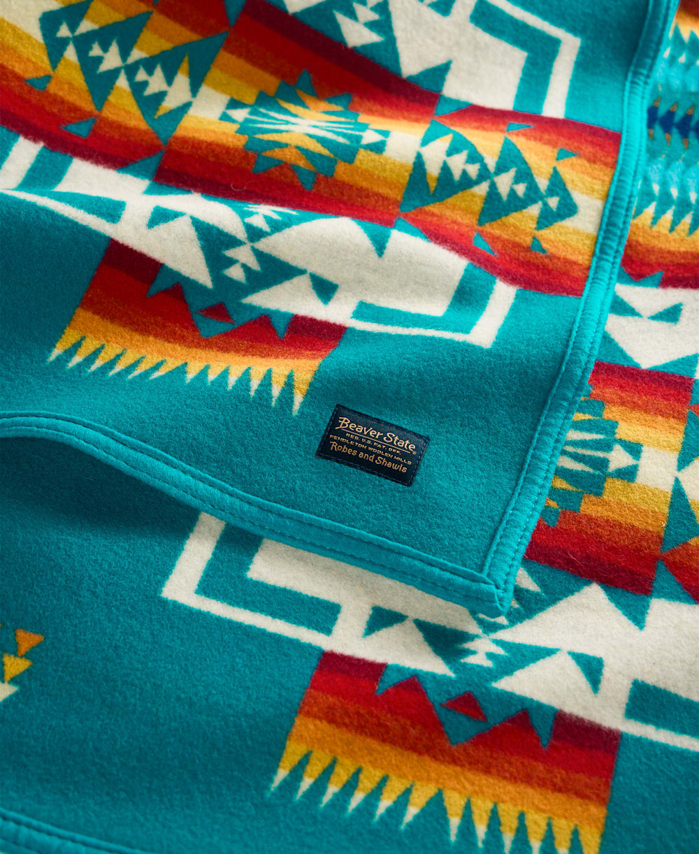 ALTERNATE VIEW OF CHIEF JOSEPH BLANKET IN BRIGHT TURQUOISE image number 2