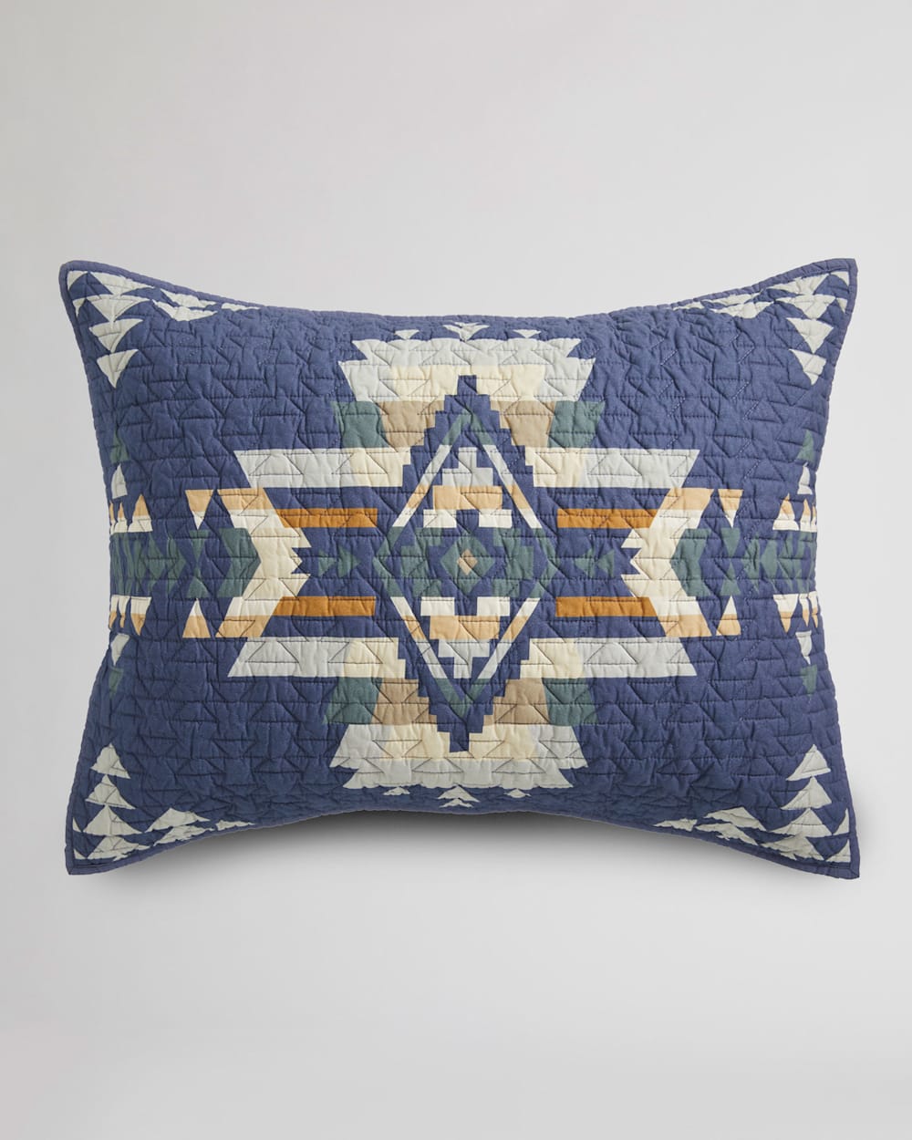 ALTERNATE VIEW OF ROCK POINT PRINTED COVERLET SET IN INDIGO MULTI image number 3