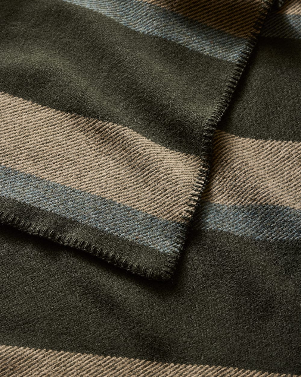 ALTERNATE VIEW OF ECO-WISE WOOL PLAID/STRIPE BLANKET IN OLIVE STRIPE image number 3