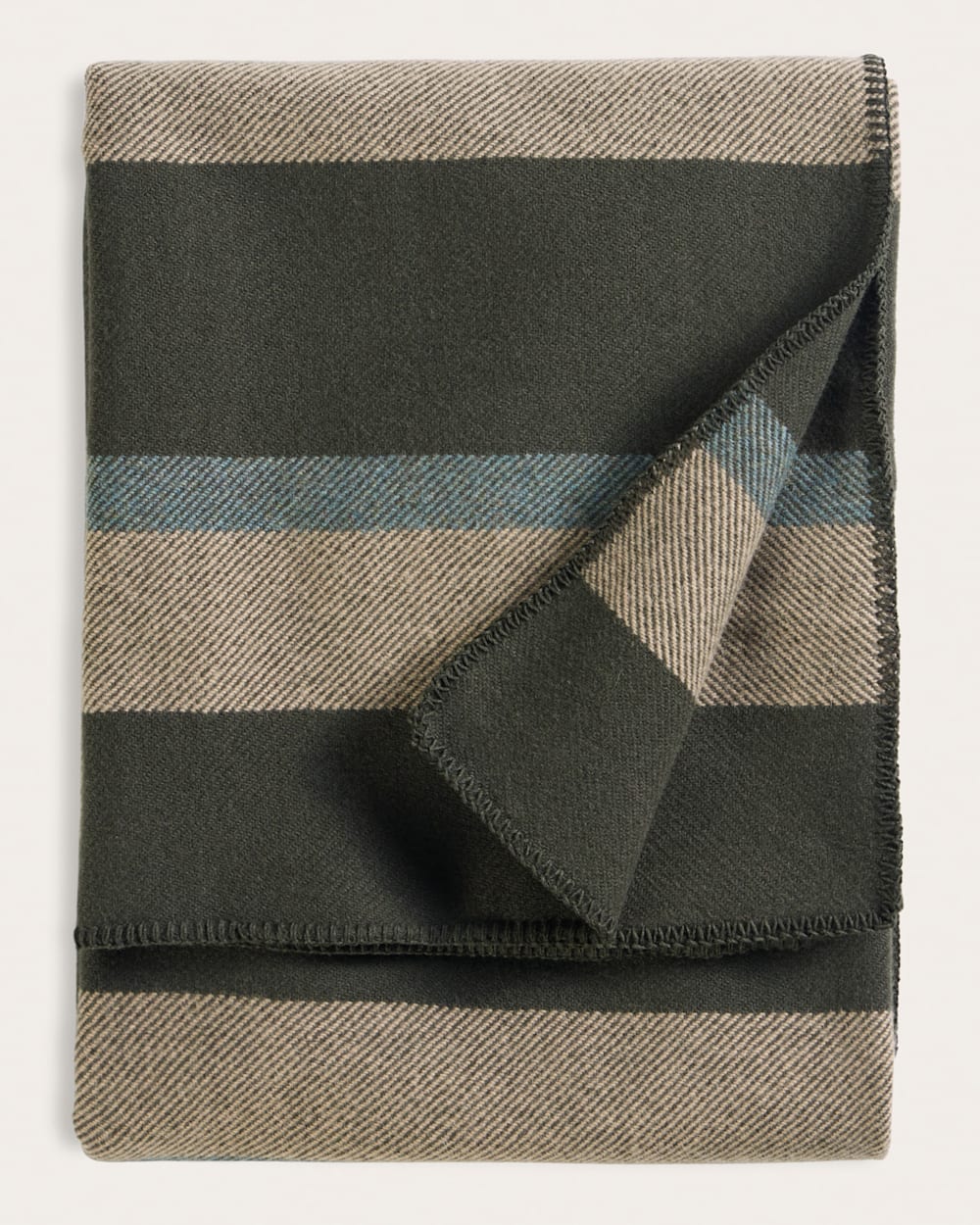 ALTERNATE VIEW OF ECO-WISE WOOL PLAID/STRIPE BLANKET IN OLIVE STRIPE image number 5