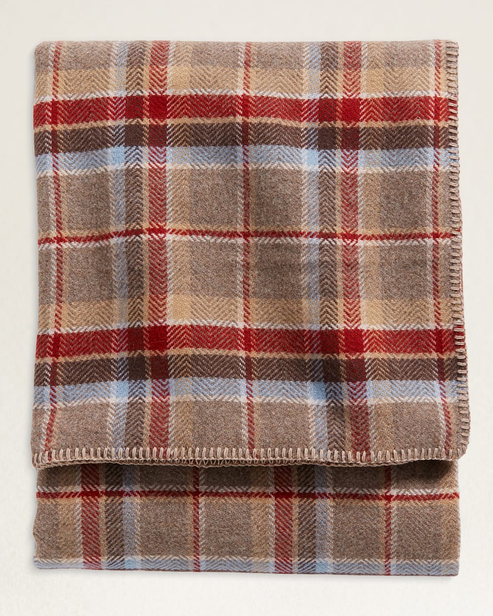 ECO-WISE WOOL PLAID/STRIPE BLANKET IN RED JASPER image number 1