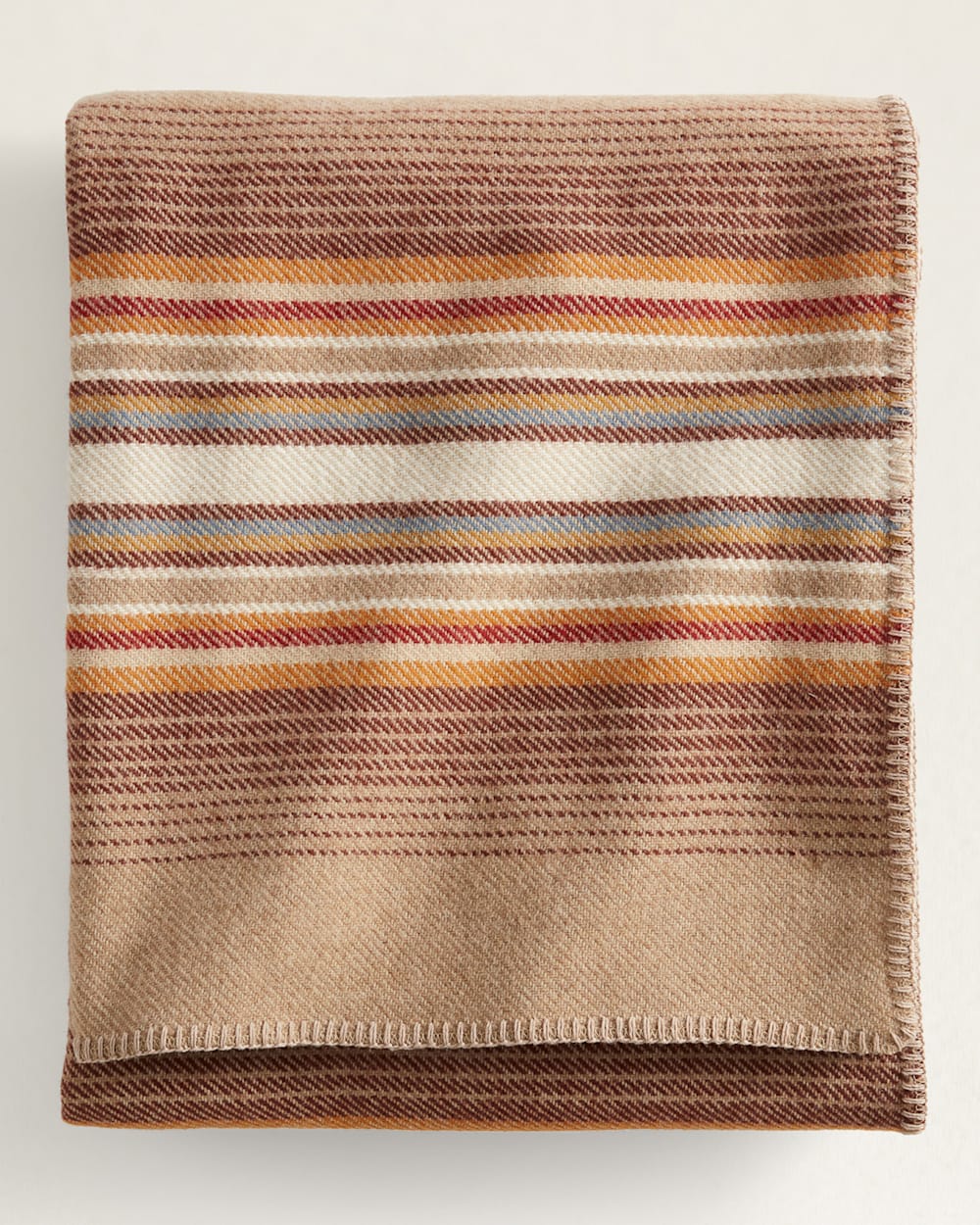ECO-WISE WOOL PLAID/STRIPE BLANKET IN SIENNA STRIPE image number 1