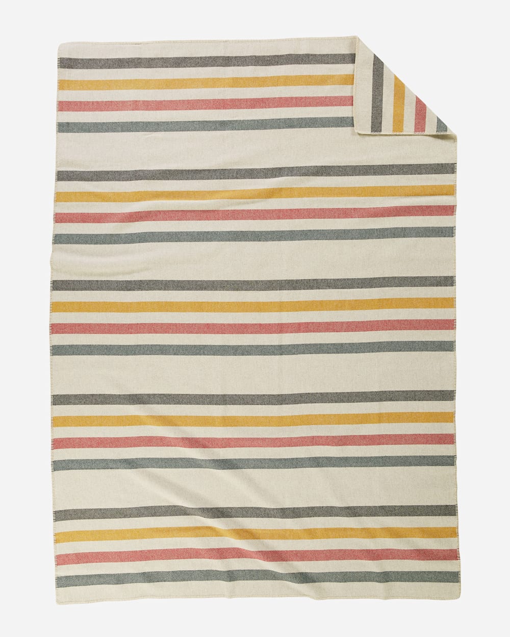 ECO-WISE WOOL PLAID/STRIPE BLANKET IN GLACIER PARK WHITE LAYING FLAT image number 2