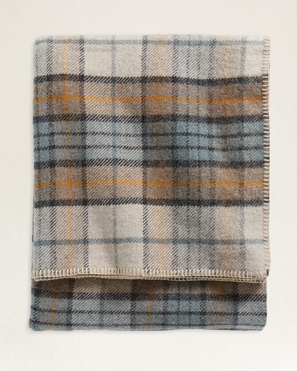 ECO-WISE WOOL PLAID/STRIPE BLANKET IN MISTY RIDGE image number 1