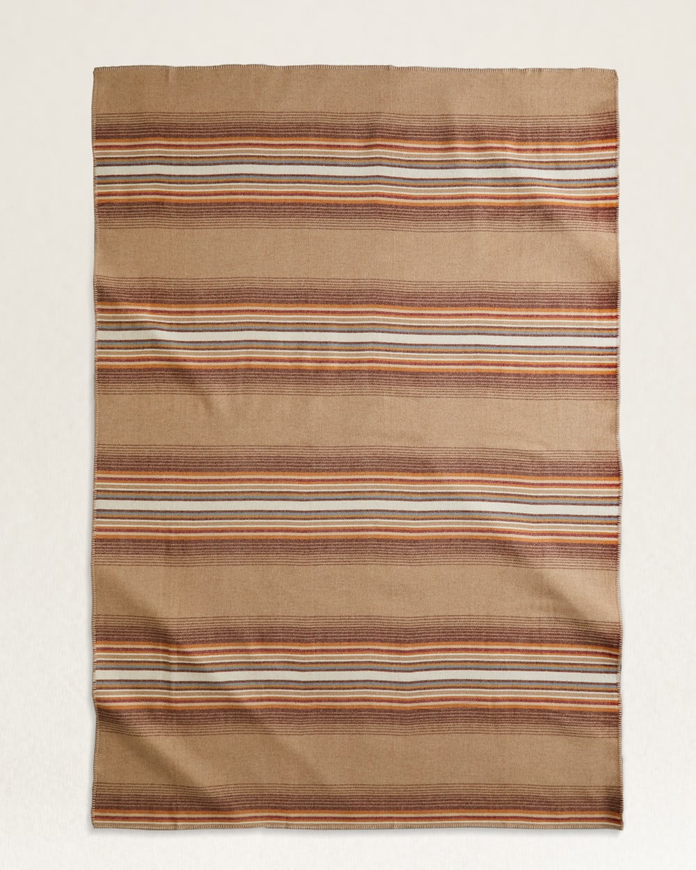 FLAT VIEW OF ECO-WISE WOOL PLAID/STRIPE BLANKET IN SIENNA STRIPE image number 2