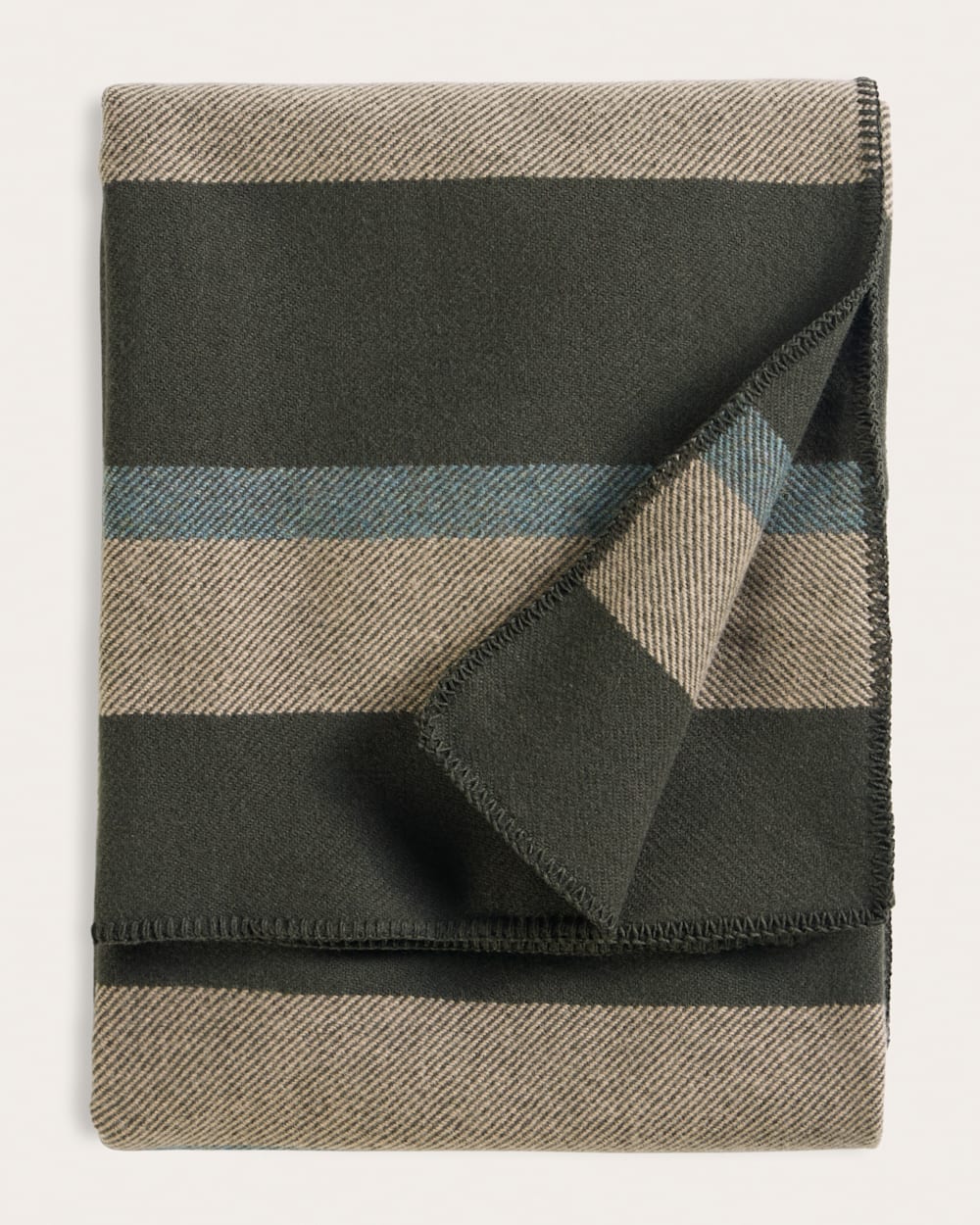 ALTERNATE VIEW OF ECO-WISE WOOL PLAID/STRIPE BLANKET IN OLIVE STRIPE image number 5