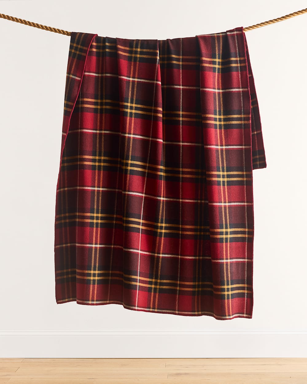 ECO-WISE WOOL PLAID/STRIPE BLANKET IN LODGE PLAID image number 1