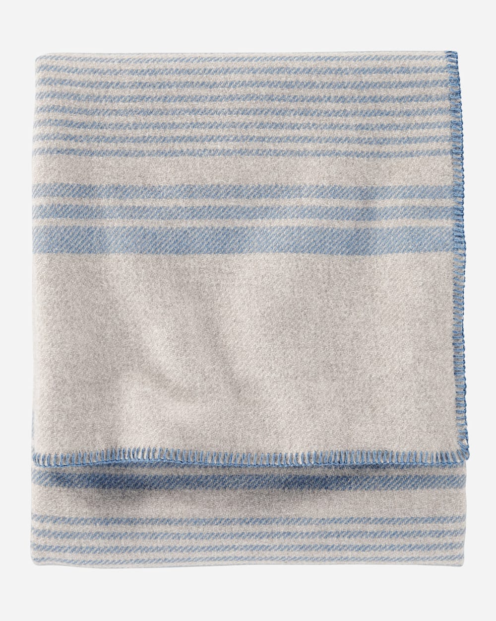 ECO-WISE WOOL PLAID/STRIPE BLANKET IN TAUPE IRVING STRIPE FOLDED image number 1