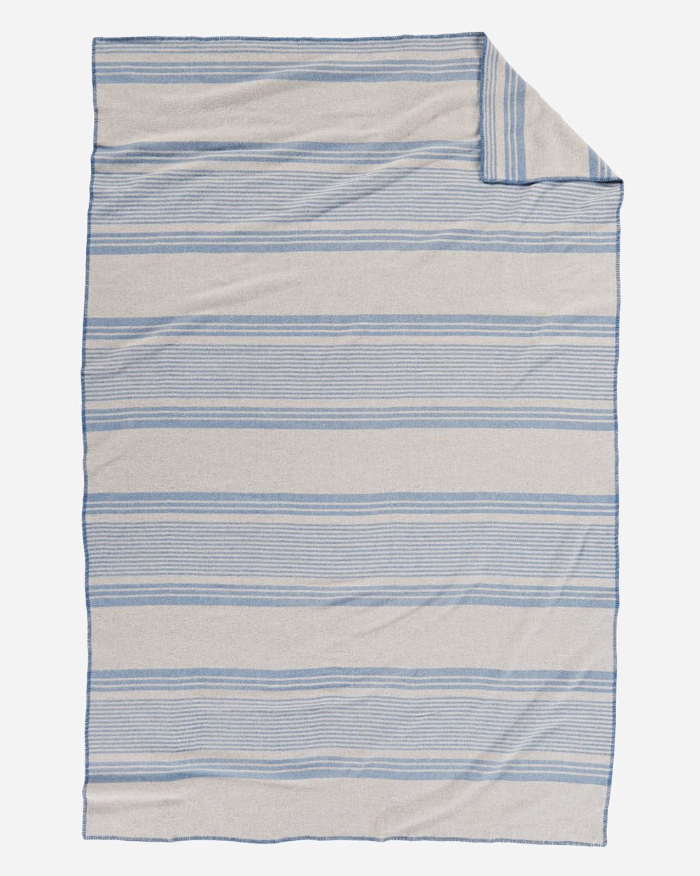 ECO-WISE WOOL PLAID/STRIPE BLANKET IN TAUPE IRVING STRIPE LAYING FLAT image number 2