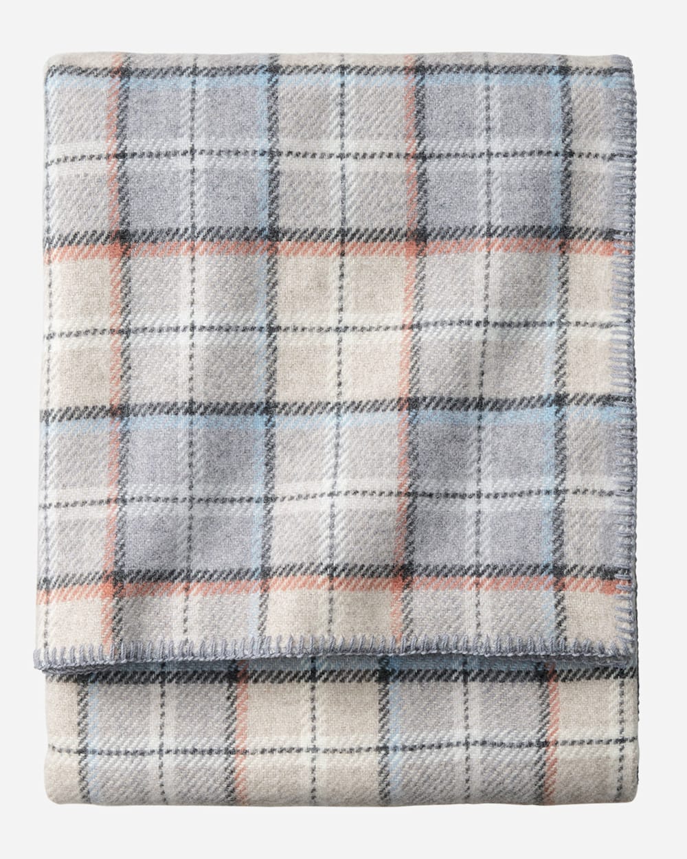 ALTERNATE VIEW OF ECO-WISE WOOL PLAID/STRIPE BLANKET IN PEARL PLAID image number 2