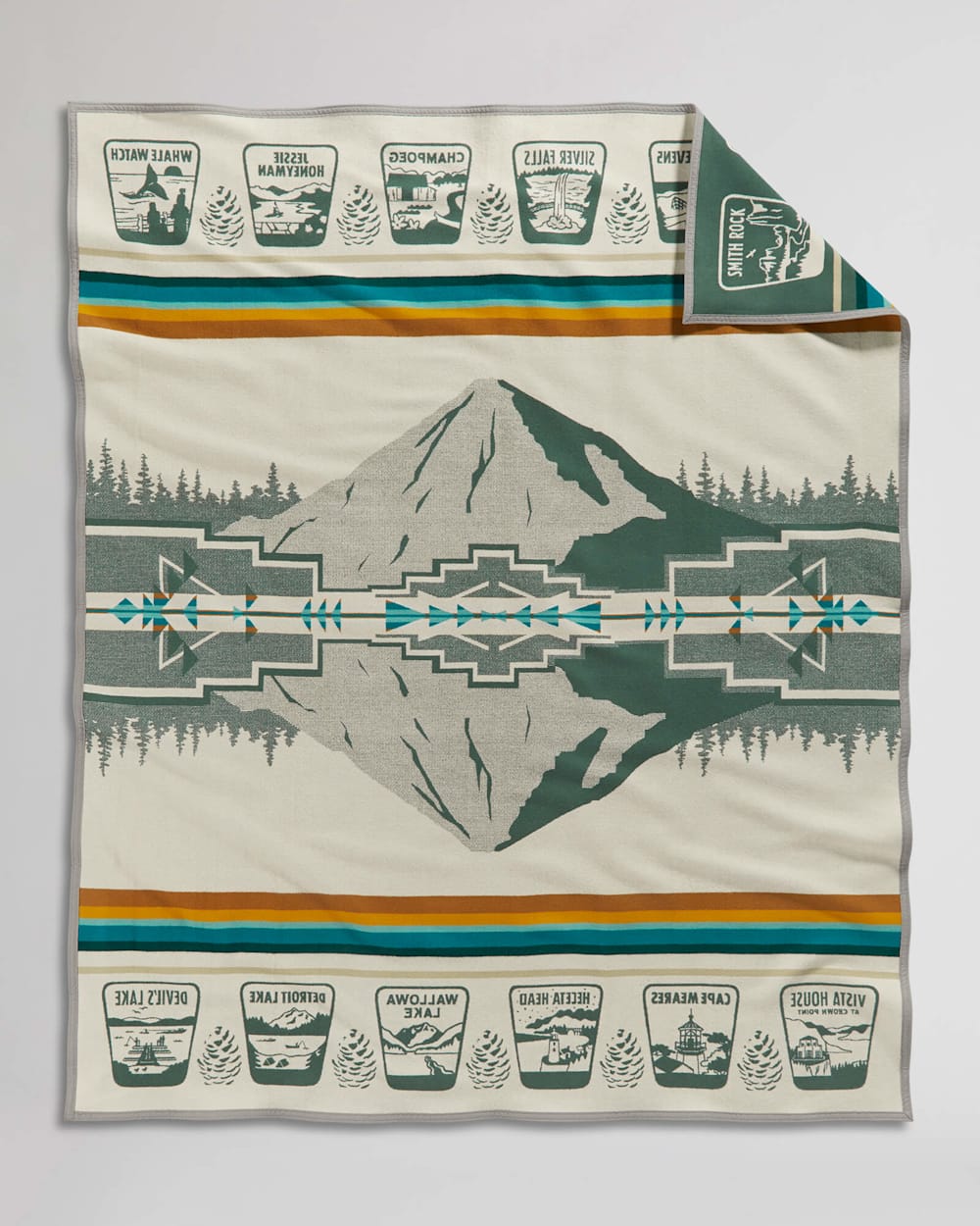 BACK VIEW OF FOREVER OREGON BLANKET IN GREEN image number 2