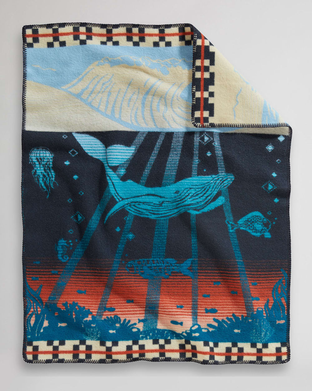 ALTERNATE VIEW OF TIDE SCHOOL CRIB BLANKET IN BLUE image number 2