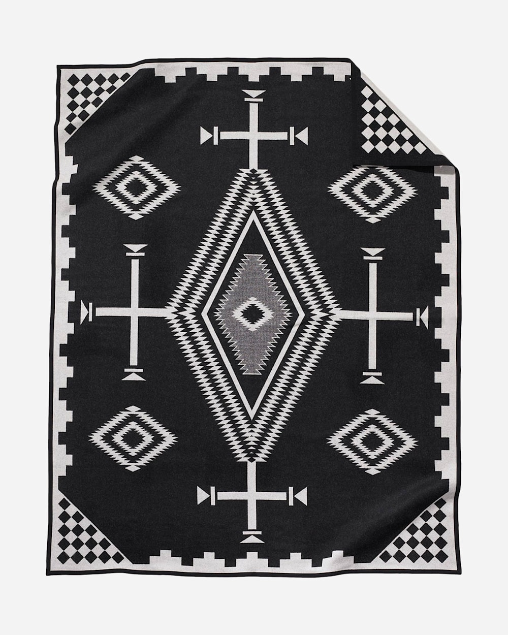 ALTERNATE VIEW OF LOS OJOS BLANKET IN BLACK/ WHITE image number 2