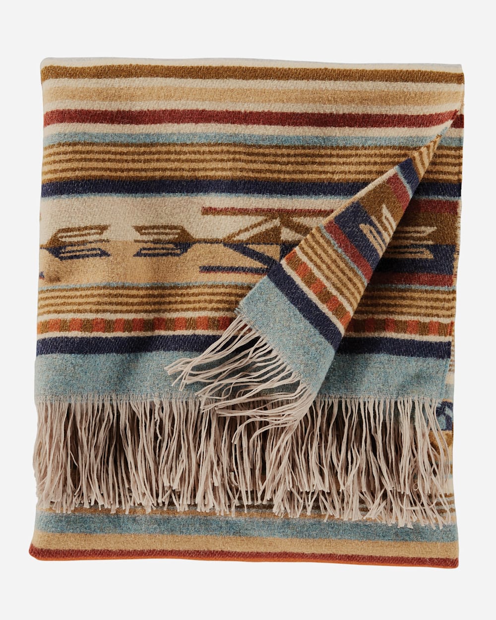 ADDITIONAL VIEW OF CHIMAYO THROW IN HARVEST TAN STRIPE image number 1