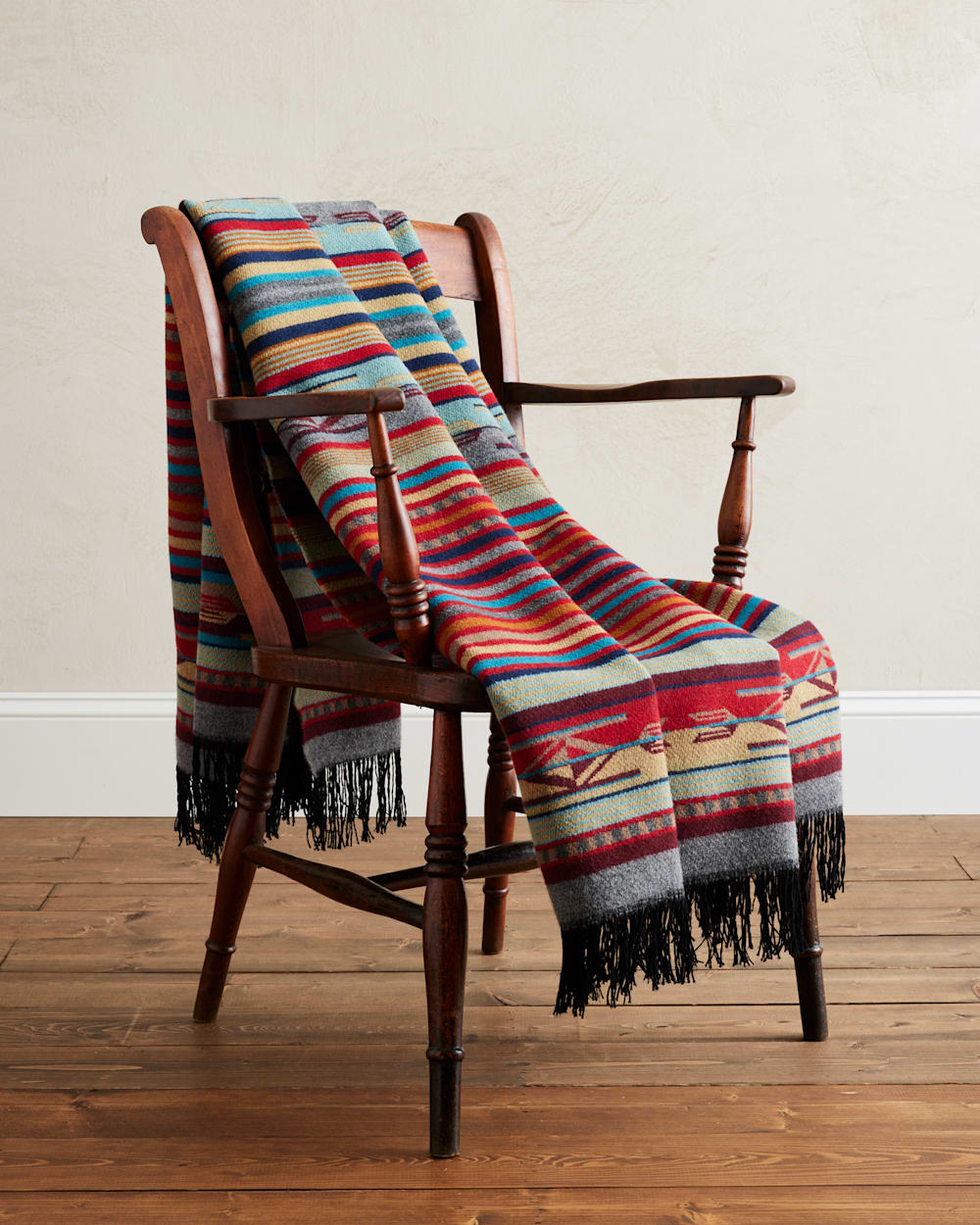 ALTERNATE VIEW OF CHIMAYO THROW IN GARNET/GREY STRIPE image number 3