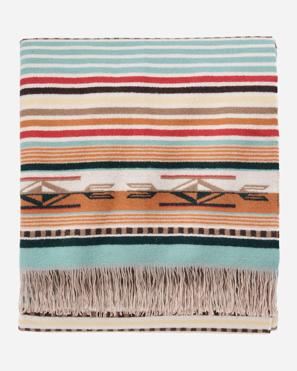 ALTERNATE VIEW OF CHIMAYO THROW IN CORAL/AQUA STRIPE image number 2