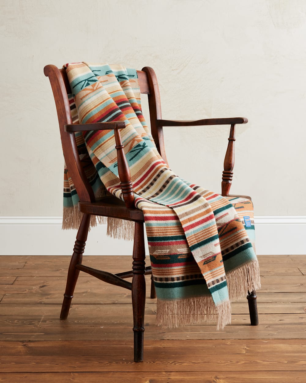 ALTERNATE VIEW OF CHIMAYO THROW IN CORAL/AQUA STRIPE image number 3