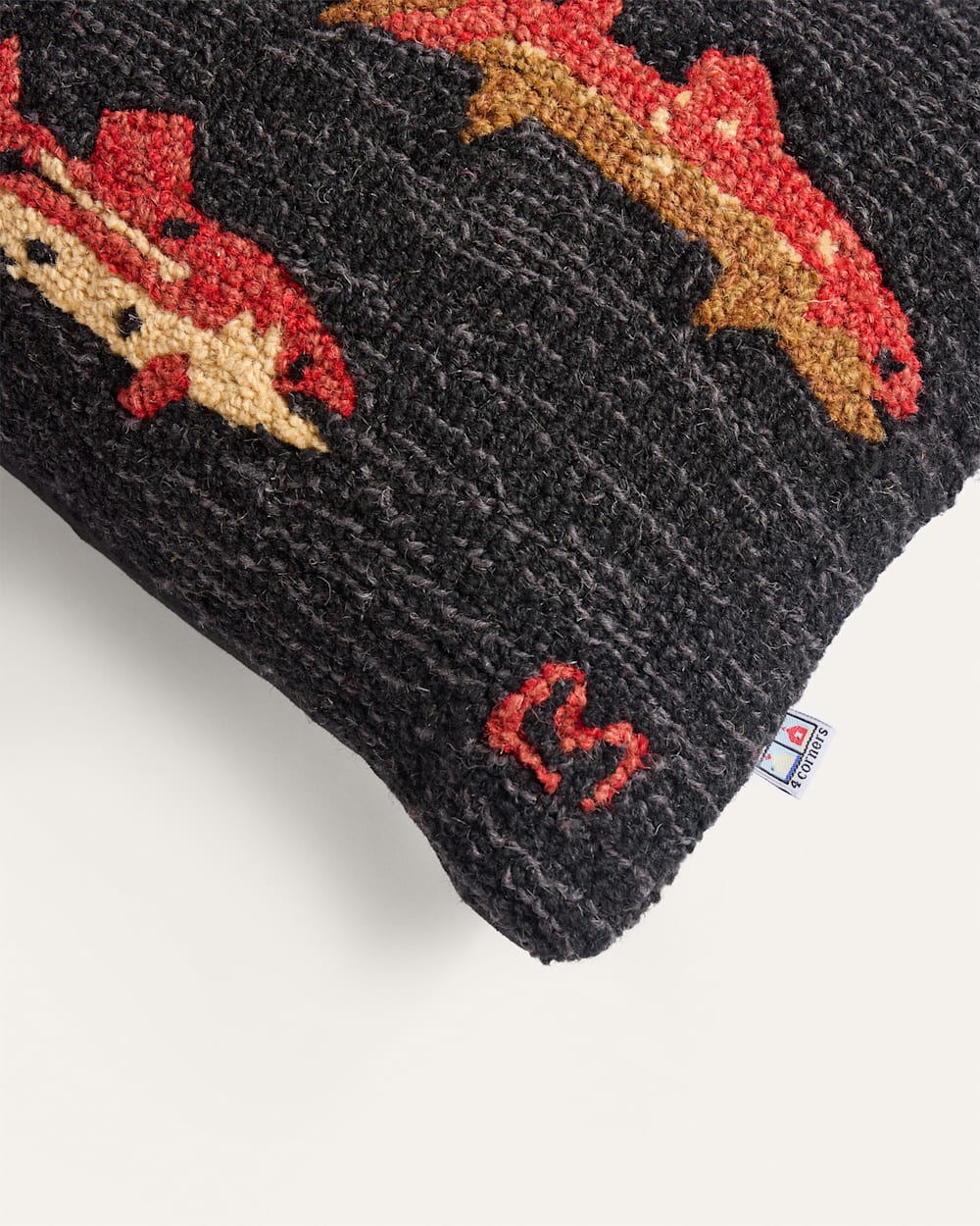 ALTERNATE VIEW OF RIVER FISH HOOKED LUMBAR PILLOW IN CHARCOAL MULTI image number 3