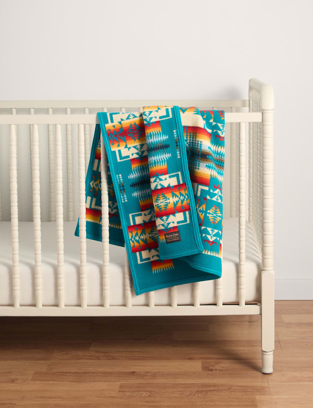 CHIEF JOSEPH CRIB BLANKET IN BRIGHT TURQUOISE image number 1