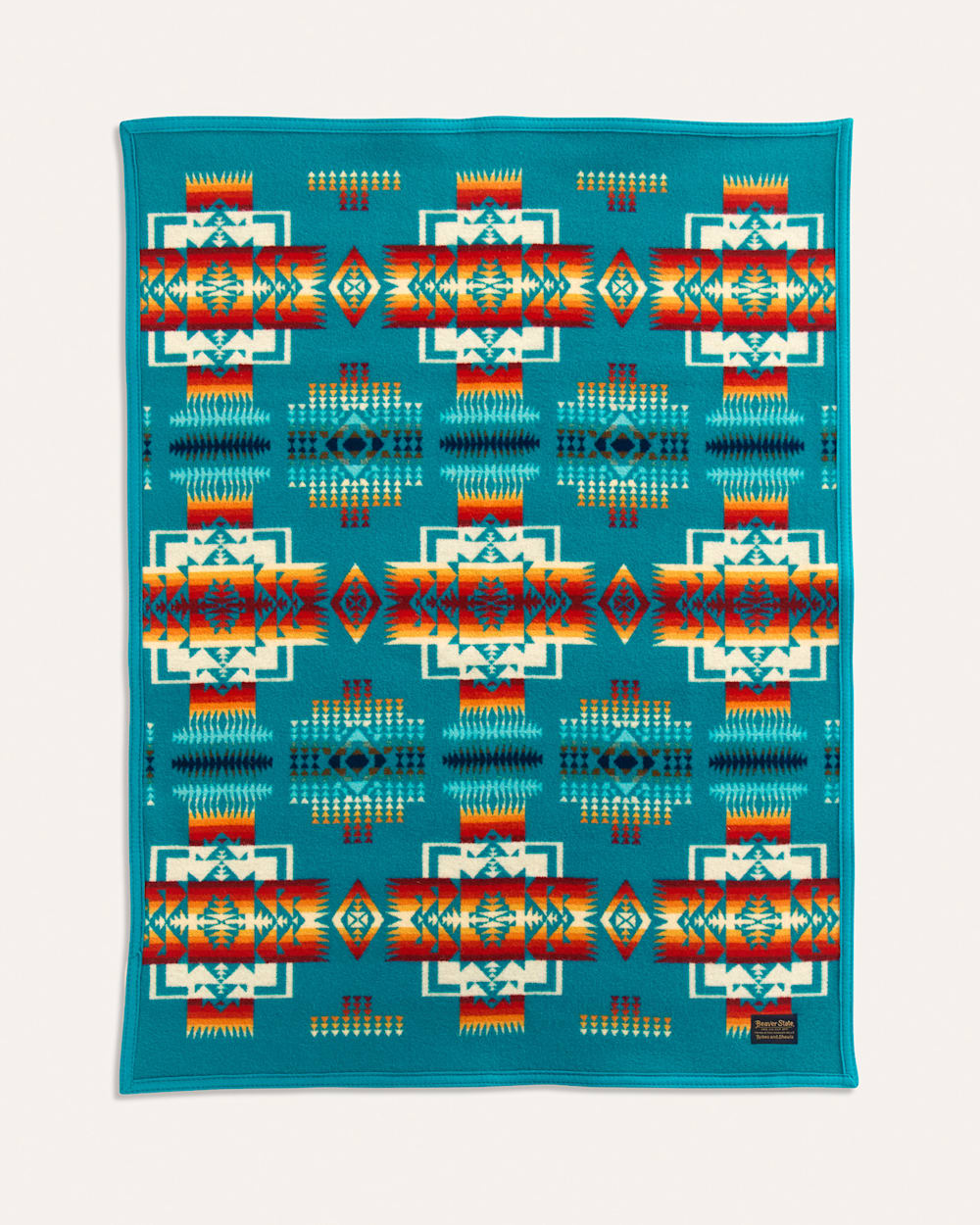 ALTERNATE VIEW OF CHIEF JOSEPH CRIB BLANKET IN BRIGHT TURQUOISE image number 4