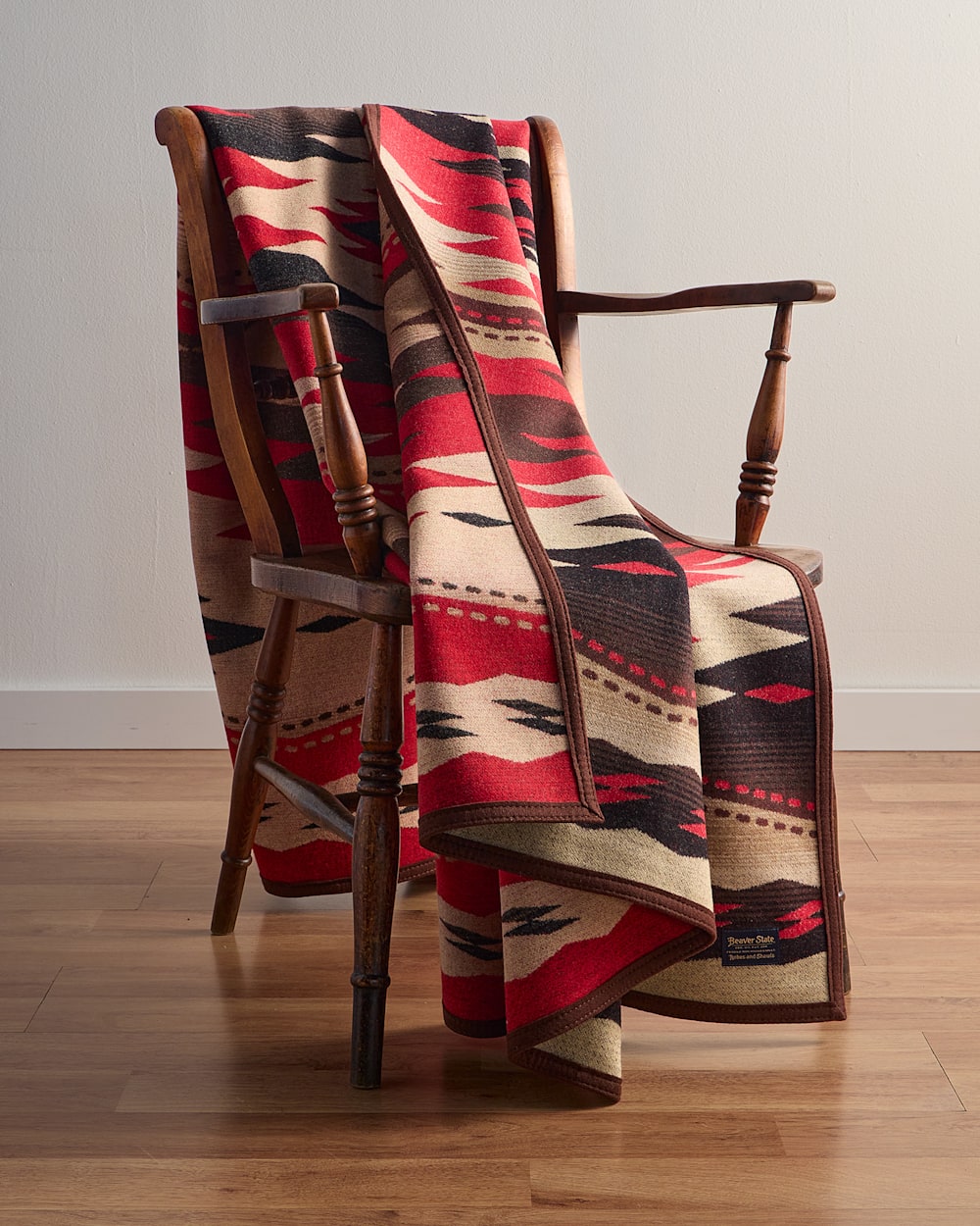 ALTERNATE VIEW OF CROWN POINT BLANKET IN RED/BROWN image number 5