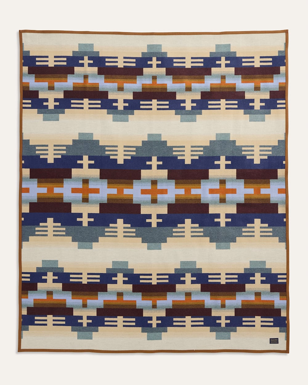 ALTERNATE VIEW OF SHIPROCK BLANKET IN BLUE/TAN MIX image number 3