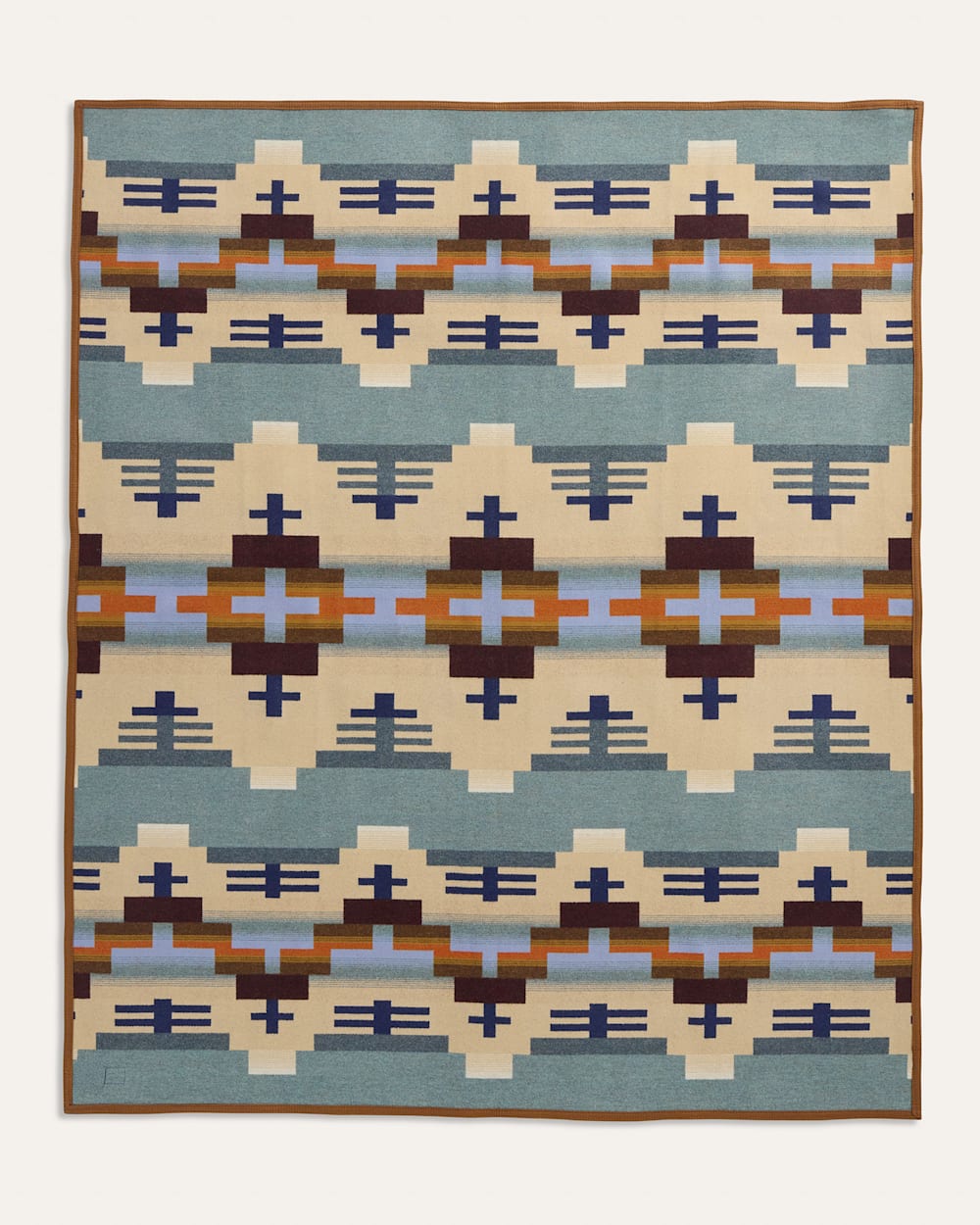 ALTERNATE VIEW OF SHIPROCK BLANKET IN BLUE/TAN MIX image number 4