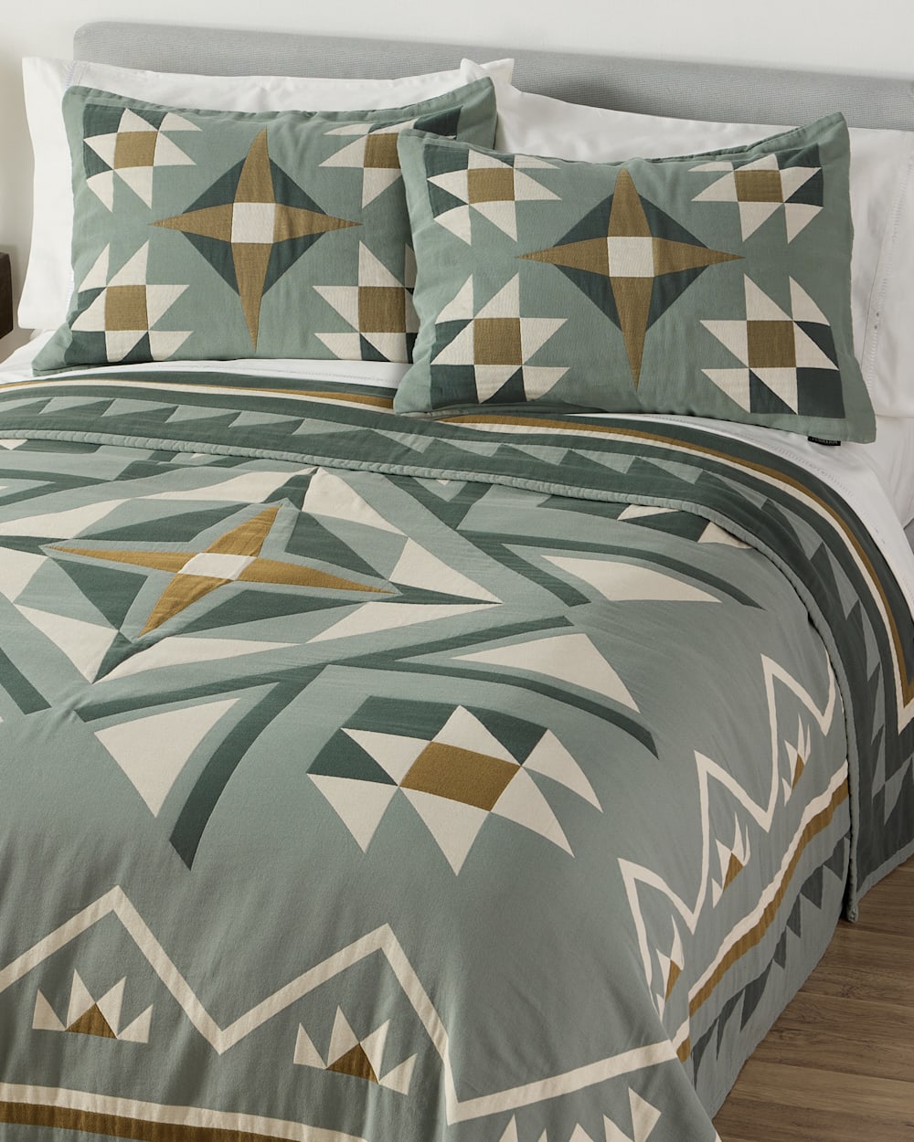 ALTERNATE VIEW OF QUILTED STAR COTTON MATELASSE SHAM IN SHALE image number 2