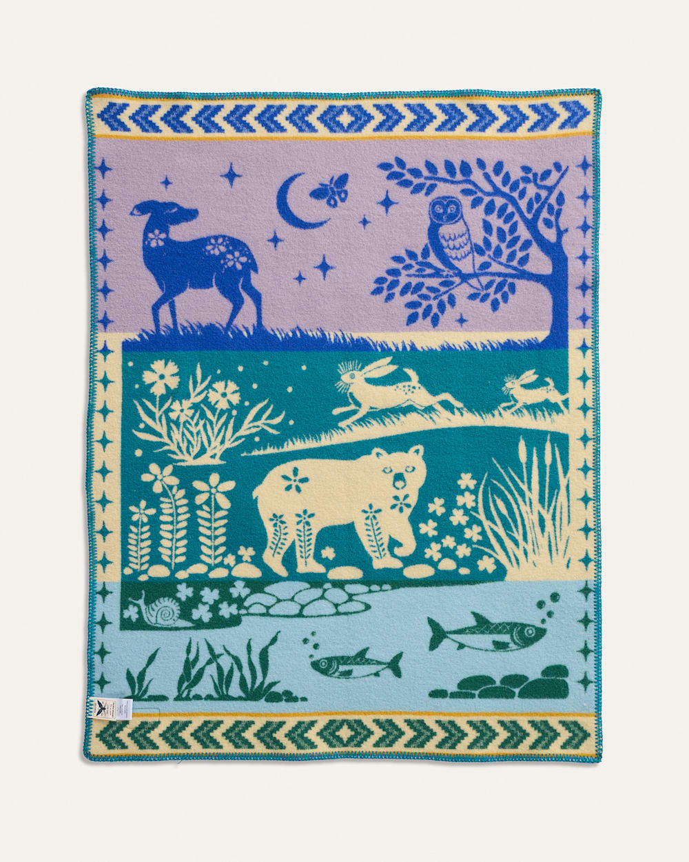 ALTERNATE VIEW OF FOLK FOREST CRIB BLANKET IN BLUE MULTI image number 2