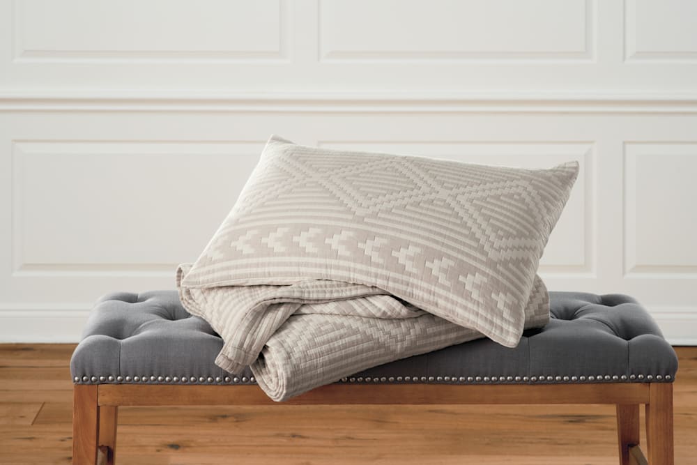 ALTERNATE VIEW OF GANADO COTTON MATELASSE COVERLET COLLECTION IN BEIGE image number 2