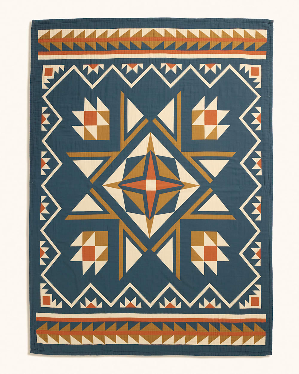 QUILTED STAR COTTON MATELASSE COVERLET COLLECTION IN INDIGO image number 3