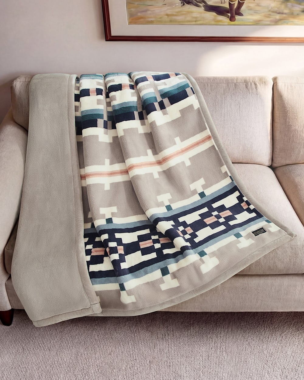 PLUSH REVERSIBLE THROW IN SANDHILLS image number 1