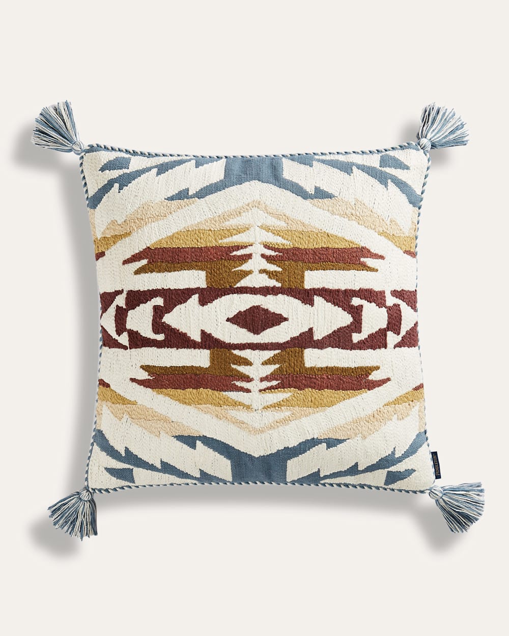 ALTERNATE VIEW OF CANYON TRAIL EMBROIDERED SQUARE PILLOW IN DUSTY BLUE image number 2