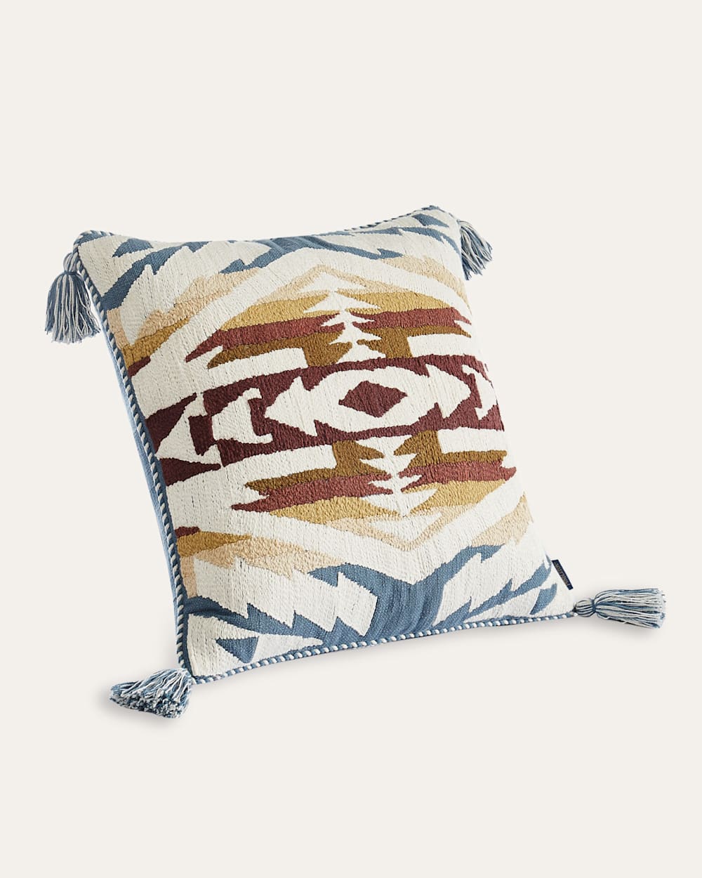 ALTERNATE VIEW OF CANYON TRAIL EMBROIDERED SQUARE PILLOW IN DUSTY BLUE image number 3