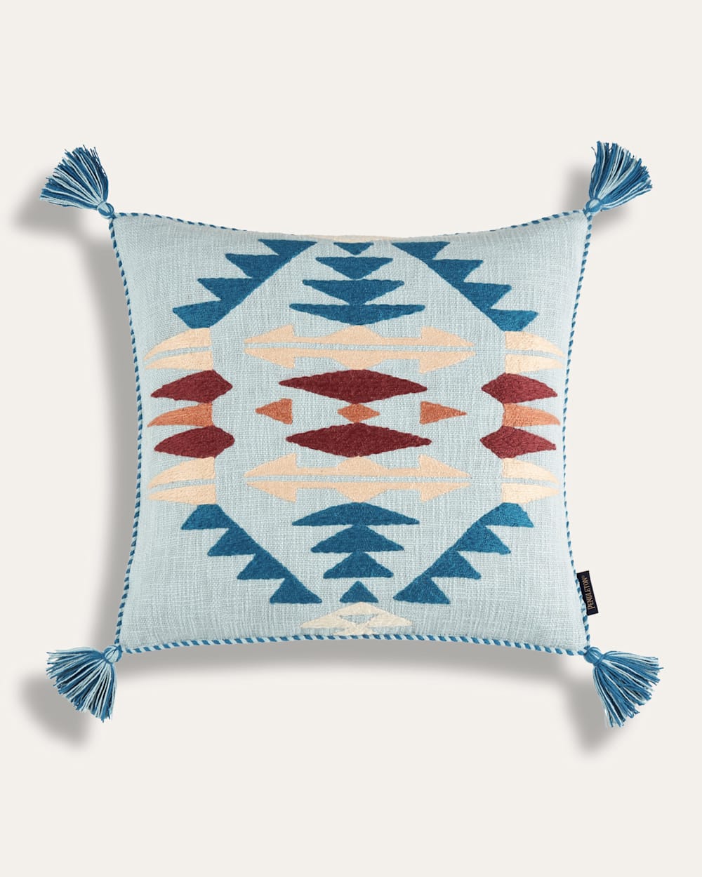 ALTERNATE VIEW OF RANCHO ARROYO EMBROIDERED SQUARE PILLOW IN AQUA image number 2