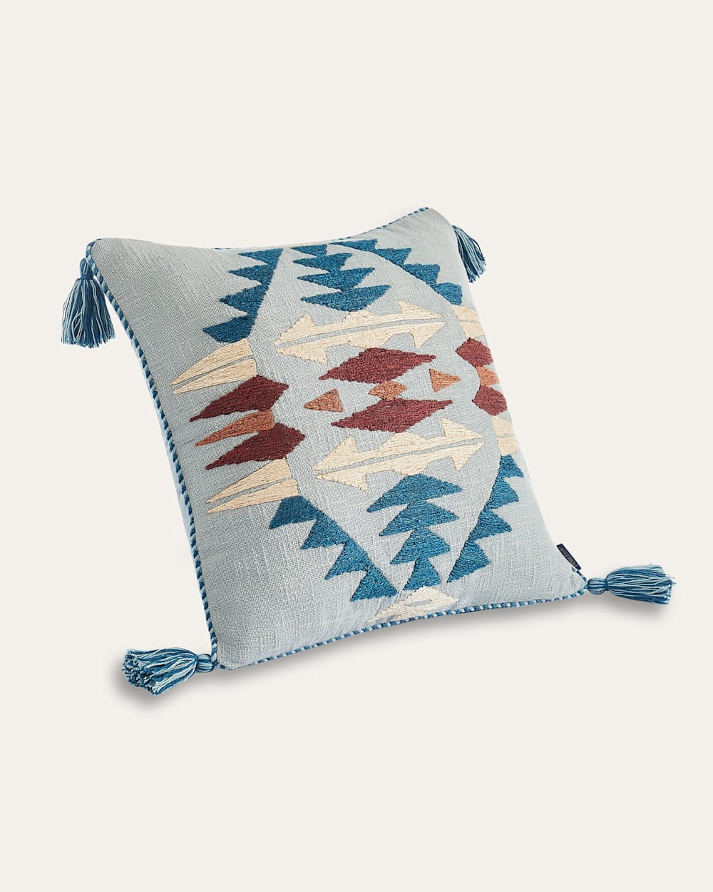 ALTERNATE VIEW OF RANCHO ARROYO EMBROIDERED SQUARE PILLOW IN AQUA image number 3
