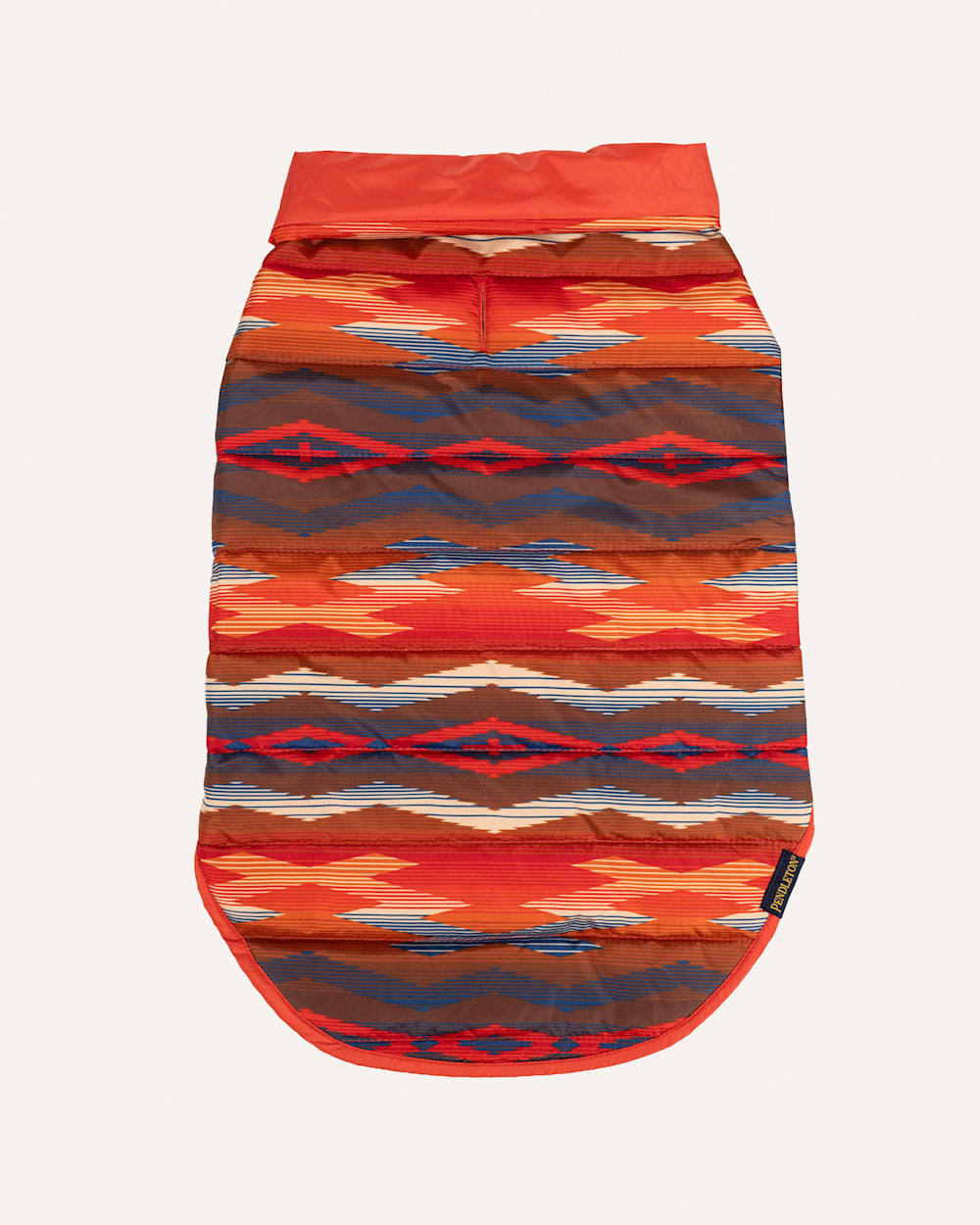 ALTERNATE VIEW OF CROWN POINT PET PUFFER COAT IN ORANGE MULTI image number 3